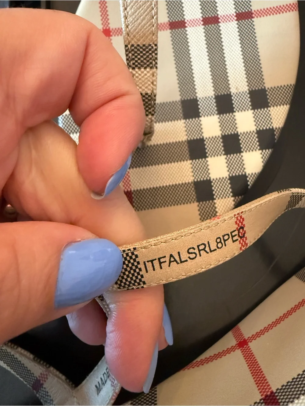 Burberry Beige Plaid T-strap Sandals - Picture 11 of 11